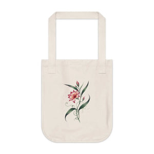 Organic Pink Flower Canvas Tote Bag - Eco Cotton - Dipaliz - Bags