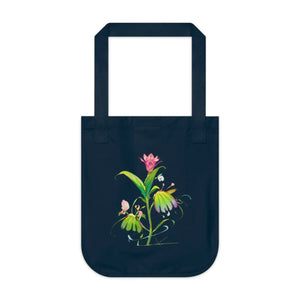 Pink Flower Canvas Tote Bag - Organic Eco-friendly Style - Dipaliz - Bags