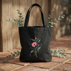 Organic Pink Flower Canvas Tote Bag - Eco Cotton - Dipaliz - Bags