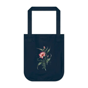 Organic Pink Flower Canvas Tote Bag - Eco Cotton - Dipaliz - Bags