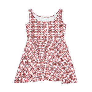 Pink Flower Skater Dress – Soft Stretch Fabric - Dipaliz - Dresses - Xs