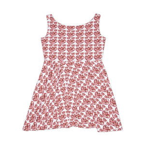 Pink Flower Skater Dress – Soft Stretch Fabric - Dipaliz - Dresses - Xs