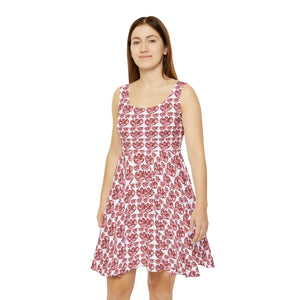 Pink Flower Skater Dress – Soft Stretch Fabric - Dipaliz - Dresses - Xs