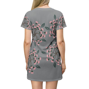 Pink Flowers T-shirt Dress – Soft Polyester - Dipaliz - Dresses - Xs