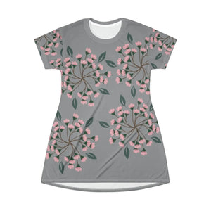Pink Flowers T-shirt Dress – Soft Polyester - Dipaliz - Dresses - Xs