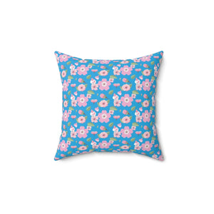 Pink Flowers Polyester Square Pillow 18x18 - Dipaliz - Throw Pillows