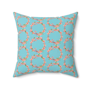 Pink Flowers Polyester Square Pillow 18x18 - Dipaliz - Throw Pillows