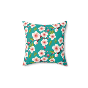 Pink Flowers Spun Polyester Square Pillow - Dipaliz - Throw Pillows