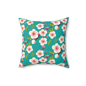 Pink Flowers Spun Polyester Square Pillow - Dipaliz - Throw Pillows