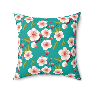 Pink Flowers Spun Polyester Square Pillow - Dipaliz - Throw Pillows