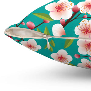 Pink Flowers Spun Polyester Square Pillow - Dipaliz - Throw Pillows
