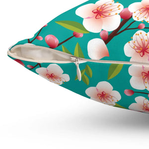 Pink Flowers Spun Polyester Square Pillow - Dipaliz - Throw Pillows