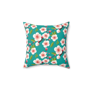 Pink Flowers Spun Polyester Square Pillow - Dipaliz - Throw Pillows