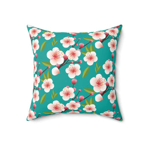 Pink Flowers Spun Polyester Square Pillow - Dipaliz - Throw Pillows