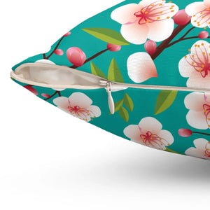 Pink Flowers Spun Polyester Square Pillow - Dipaliz - Throw Pillows