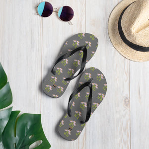 Vibrant Pink Flowers Flip Flops - Rubber Sole Summer - Dipaliz - Slippers