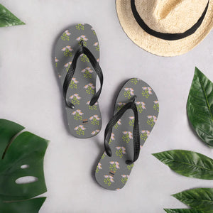 Vibrant Pink Flowers Flip Flops - Rubber Sole Summer - Dipaliz - Slippers