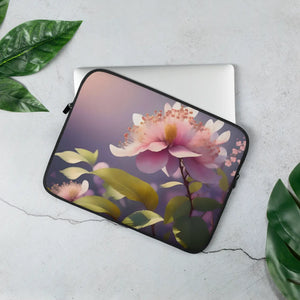Floral Pink Flowers Laptop Sleeve - Padded Zipper Neoprene - Dipaliz - Bags