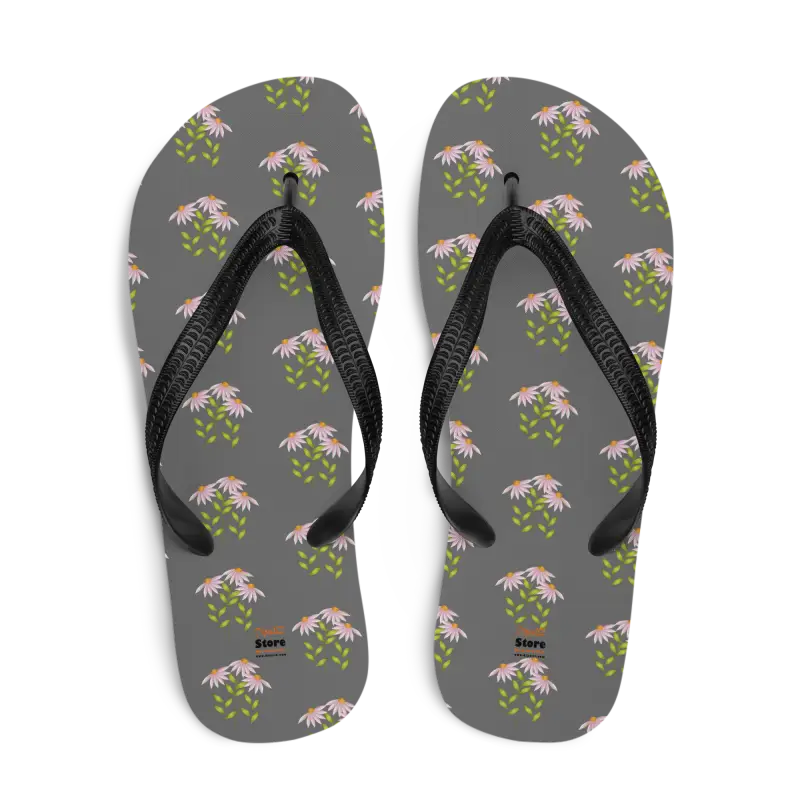 Whimsical Pink Flower Flip Flops for Summer Fun - Slippers