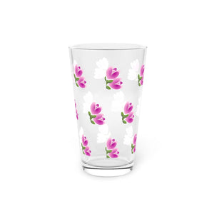 Custom Pink Flowers Pint Glass - 16oz Gift - Dipaliz - Beer Glasses