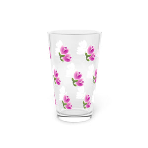 Custom Pink Flowers Pint Glass - 16oz Gift - Dipaliz - Beer Glasses