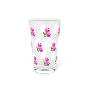 Custom Pink Flowers Pint Glass - 16oz Gift - Dipaliz - Beer Glasses