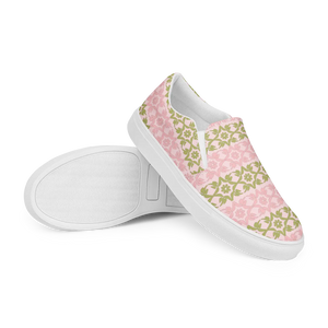 Pink Geometric Floral Canvas Shoes Lightweight - Dipaliz - Sneakers