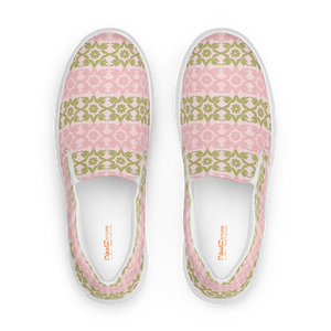 Pink Geometric Floral Canvas Shoes Lightweight - Dipaliz - Sneakers