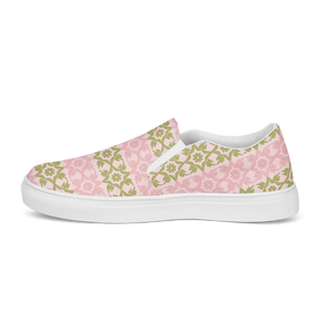 Pink Geometric Floral Canvas Shoes Lightweight - Dipaliz - Sneakers