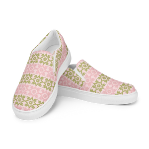 Pink Geometric Floral Canvas Shoes Lightweight - Dipaliz - Sneakers