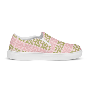 Pink Geometric Floral Canvas Shoes Lightweight - Dipaliz - Sneakers