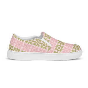 Pink Geometric Floral Canvas Shoes Lightweight - Dipaliz - Sneakers