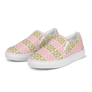 Pink Geometric Floral Canvas Shoes Lightweight - Dipaliz - Sneakers
