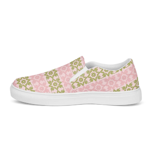 Pink Geometric Floral Canvas Shoes Lightweight - Dipaliz - Sneakers