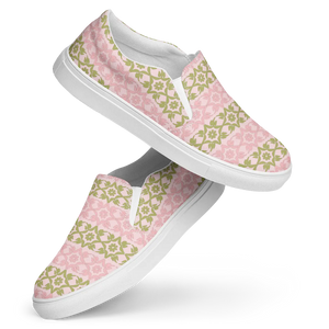 Pink Geometric Floral Canvas Shoes Lightweight - Dipaliz - Sneakers