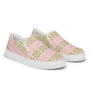 Pink Geometric Floral Canvas Shoes Lightweight - Dipaliz - Sneakers