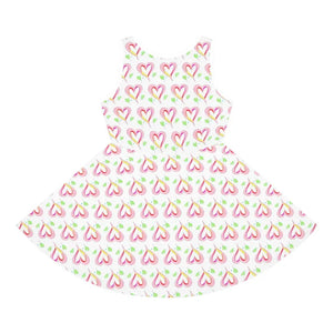 Girls Sleeveless Sundress Pink Hearts Print Summer Style - Dipaliz - Dresses