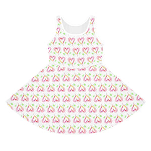 Girls Sleeveless Sundress Pink Hearts Print Summer Style - Dipaliz - Dresses