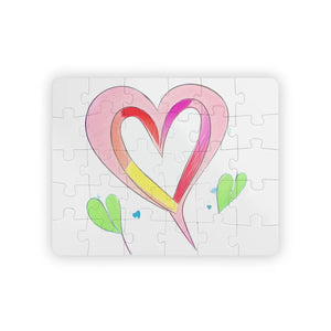 Custom Kids Puzzle Pink Hearts Rounded Corners Dipaliz - Jigsaw Puzzles