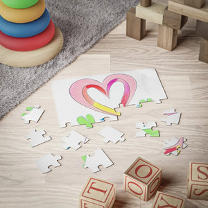 Custom Kids Puzzle Pink Hearts Rounded Corners Dipaliz - Jigsaw Puzzles