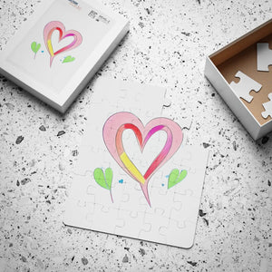 Custom Kids Puzzle Pink Hearts Rounded Corners Dipaliz - Jigsaw Puzzles