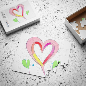 Custom Kids Puzzle Pink Hearts Rounded Corners Dipaliz - Jigsaw Puzzles