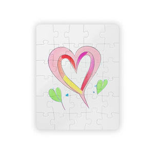Custom Kids Puzzle Pink Hearts Rounded Corners Dipaliz - Jigsaw Puzzles