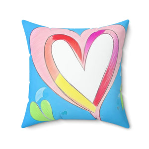 Pink Hearts Polyester Square Pillow – Spun - Dipaliz - Throw Pillows