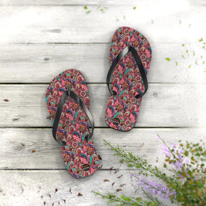 Pink Paisley Unisex Flip Flops - Summer Eva Sole - Dipaliz - Slippers