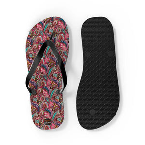 Pink Paisley Unisex Flip Flops - Summer Eva Sole - Dipaliz - Slippers