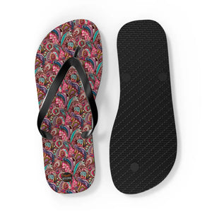 Pink Paisley Unisex Flip Flops - Summer Eva Sole - Dipaliz - Slippers