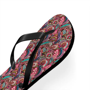 Pink Paisley Unisex Flip Flops - Summer Eva Sole - Dipaliz - Slippers