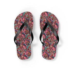 Pink Paisley Unisex Flip Flops - Summer Eva Sole - Dipaliz - Slippers