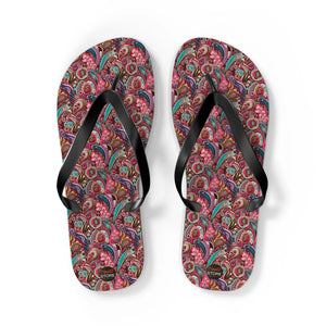 Pink Paisley Unisex Flip Flops - Summer Eva Sole - Dipaliz - Slippers
